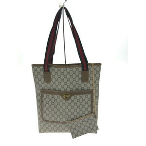 Gucci Plus GG Supreme canvas tote Web stripe front pocket Brown